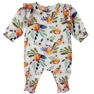 Mud Pie Baby Girls Floral Cotton Gauze One Piece Size 0-3M
